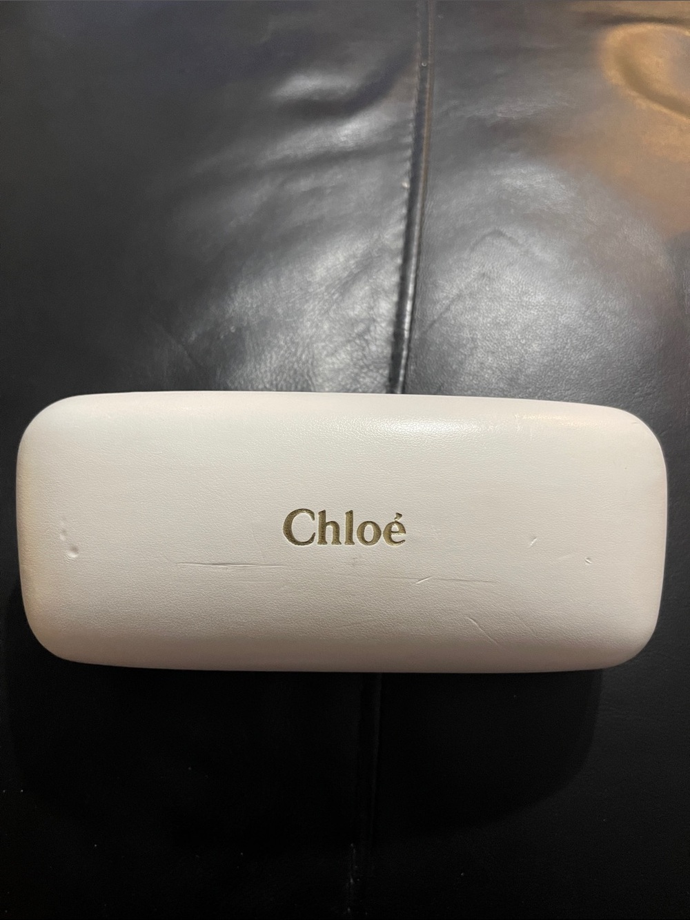 Chloe white hard Sunglasses case leather